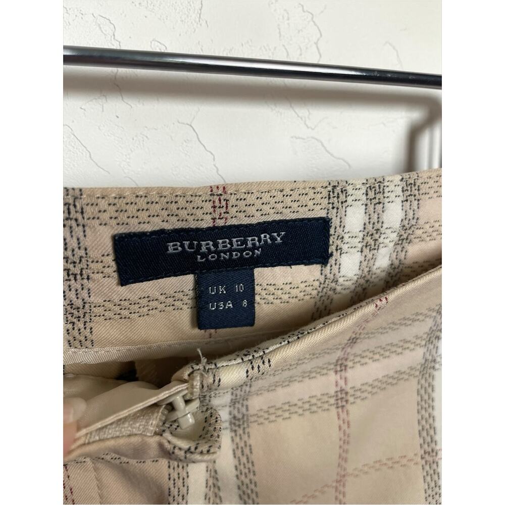Burberry Beige Plaid classic trousers Dress Pants size 8 - Picture 2 of 5